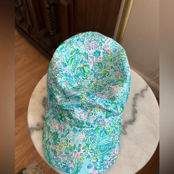 LILLY PULITIZER Run Around Baseball Cap Colorful Tropical Pastel Resort Pink - Picture 1 of 4